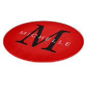 Professioneel rood zwart monogram Jouw naam Snijplank (Hoek)