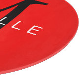 Professioneel rood zwart monogram Jouw naam Snijplank (Hoek)