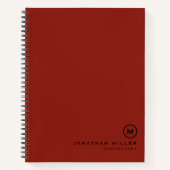 Professioneel rood zwart monogram notitieboek (Voorkant)