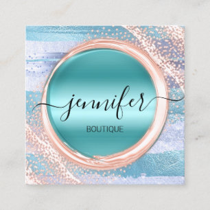 Professioneel Roos Blauw Logo Vierkante Visitekaartje