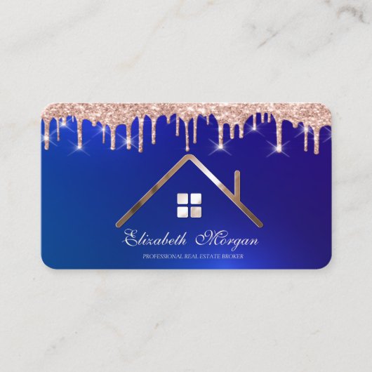 Professioneel Roos Gold Glitter-schijven Doos blau Visitekaartje (Voorkant)