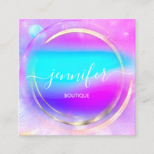 Professioneel Roos Gold Holograaf Blauw Roze Vierkante Visitekaartje