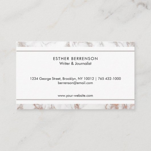 Professioneel Roos Goud Marmer Visitekaartje (Achterkant)