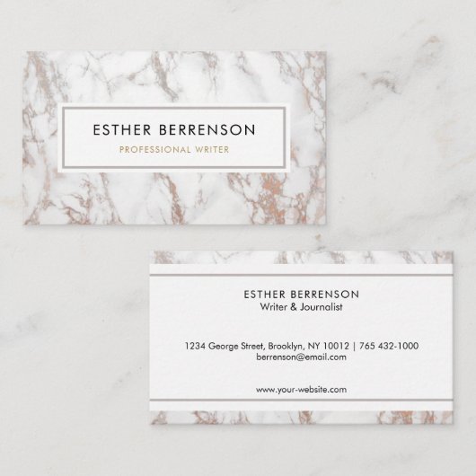 Professioneel Roos Goud Marmer Visitekaartje (Voorkant / Achterkant)