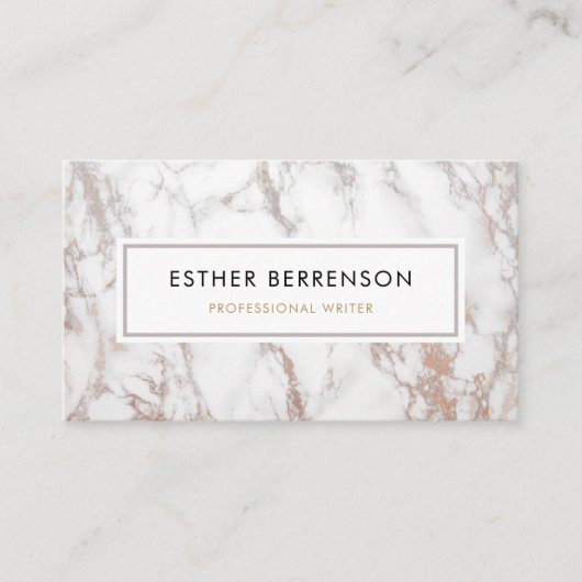 Professioneel Roos Goud Marmer Visitekaartje (Voorkant)