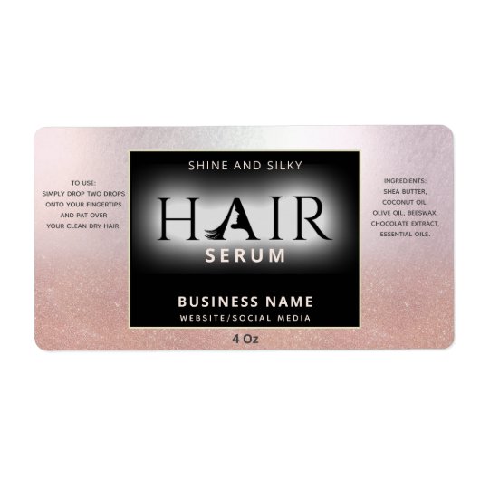 Professioneel roos goud ombre HAIR serumlabel Etiket (Voorkant)