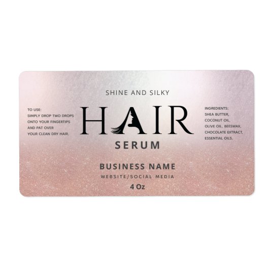 Professioneel roos goud ombre HAIR serumlabel Etiket (Voorkant)