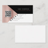 Professioneel Roos Goud Roze QR Code Modern Visitekaartje (Voorkant / Achterkant)