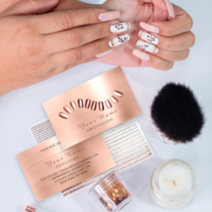 Professioneel Roos gouden nagels Salon Visitekaartje