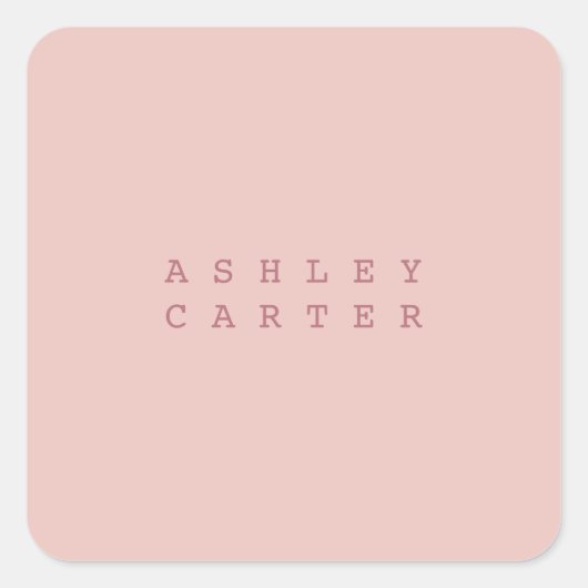 Professioneel roos goudkleurig minimalistisch mode vierkante sticker (Voorkant)