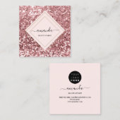 Professioneel Roos Lijst schoonheidsspa Glitter Vierkante Visitekaartje (Voorkant / Achterkant)