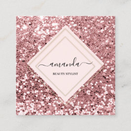 Professioneel Roos Lijst schoonheidsspa Glitter Vierkante Visitekaartje