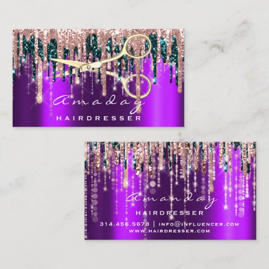 Professioneel Roos met schaar- en schaar- Visitekaartje (Voorkant / Achterkant)