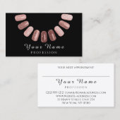 Professioneel Roos Salon Manicurist Black Visitekaartje (Voorkant / Achterkant)