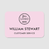 Professioneel Roze Aangepaste Logo Medewerker Pers Naamplaatje (Voorkant)
