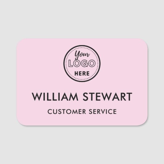 Professioneel Roze Aangepaste Logo Medewerker Pers Naamplaatje (Voorkant)
