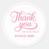 Professioneel Roze Bedankt Script roze Ronde Sticker (Voorkant)