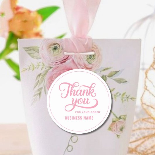 Professioneel Roze Bedankt Script roze Ronde Sticker
