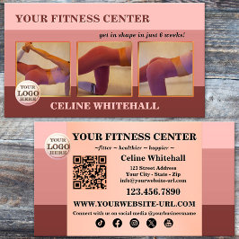 Professioneel roze foto fitnesscentrum visitekaartje