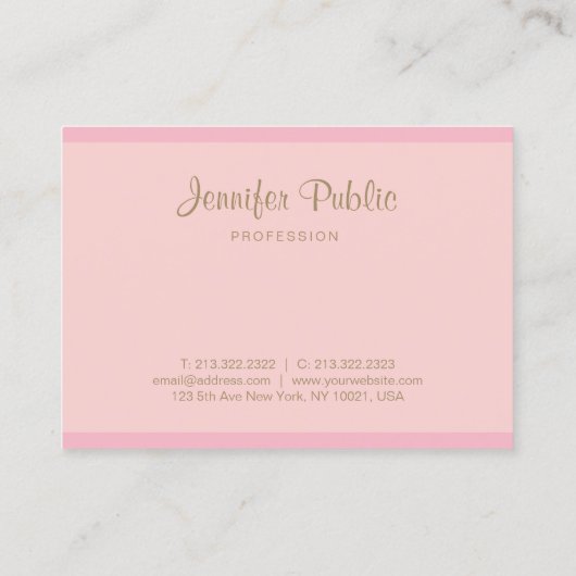 Professioneel roze Gold Hand Script Modern Elegant Visitekaartje (Achterkant)