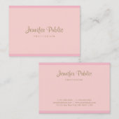Professioneel roze Gold Hand Script Modern Elegant Visitekaartje (Voorkant / Achterkant)