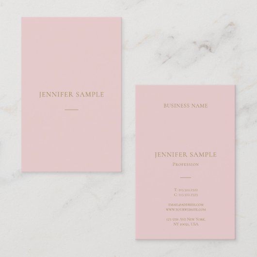Professioneel roze gouden tekst Modern Clean Plain Visitekaartje (Voorkant / Achterkant)