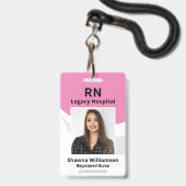 Professioneel roze ID-fotobadge met streepjescode Badge (Voorzijde met lanyard)
