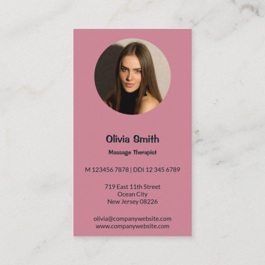 Professioneel roze massage Visitekaartje & foto Klantenkaartje (Achterkant)