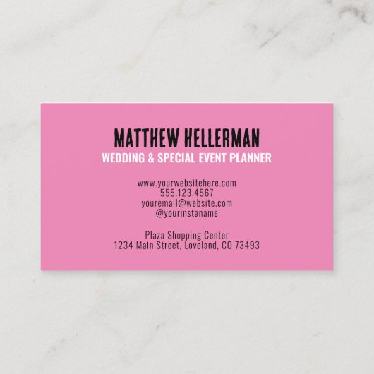 Professioneel Roze Minimalistisch Modern Monogram Visitekaartje (Achterkant)