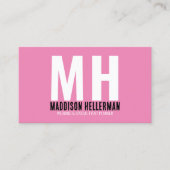Professioneel Roze Minimalistisch Modern Monogram Visitekaartje (Voorkant)