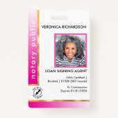 Professioneel, roze, noteerfoto-badge badge (Voorkant)