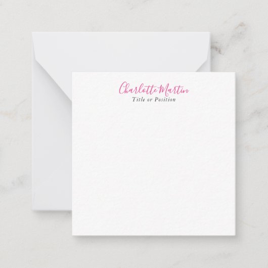 Professioneel Roze Witte Manager Consultant Direct Notitiekaartje (Voorkant)