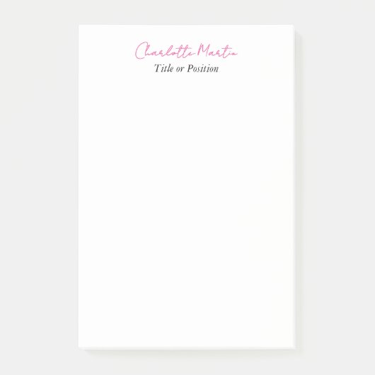 Professioneel Roze Witte Manager Consultant Direct Post-it® Notes (Voorkant)