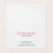 Professioneel Roze Witte Manager Consultant Direct Visitekaartje (Buitenkant ongevouwen)