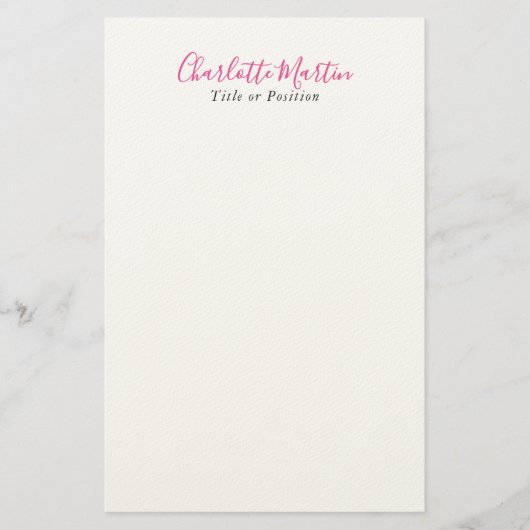 Professioneel Roze Witte Manager Consultant Hoofd Briefpapier (Voorkant)