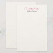 Professioneel Roze Witte Manager Consultant Hoofd Briefpapier (Voorkant / Achterkant)
