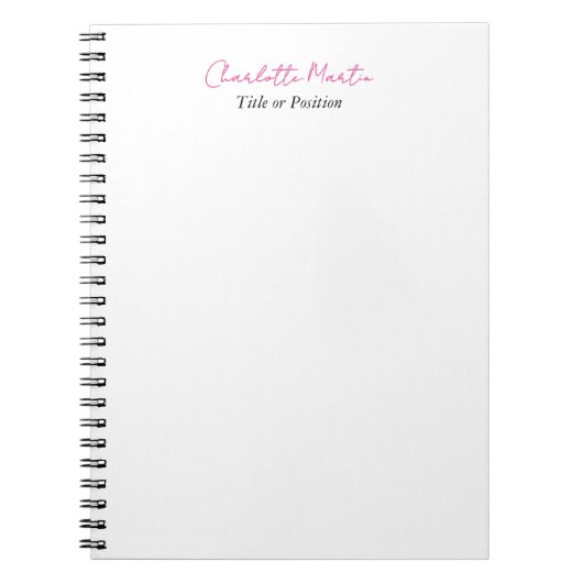 Professioneel Roze Witte Manager Consultant Hoofd Notitieboek (Voorkant)