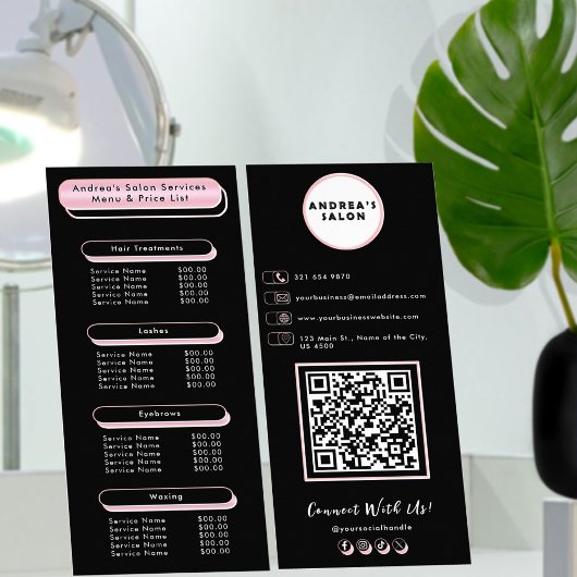 Professioneel Salon Menu Prijslijst Roze Roze Goud