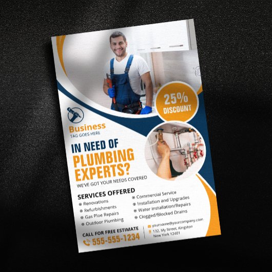 Professioneel sanitair reparatie loodgieter blauw  flyer