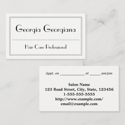 Professioneel & schoon, met driehoekige rand afsprakenkaartje (Voorkant / Achterkant)