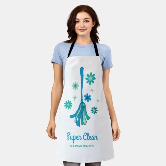 Professioneel schoonmaken Retro Broom Sparkle Schort (Gedragen)