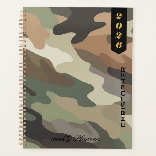 Professioneel Schrift op Elegant Camouflagepatroon Planner (Voorkant)
