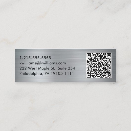 Professioneel script QR-code Zilver Mini Visitekaartje (Achterkant)