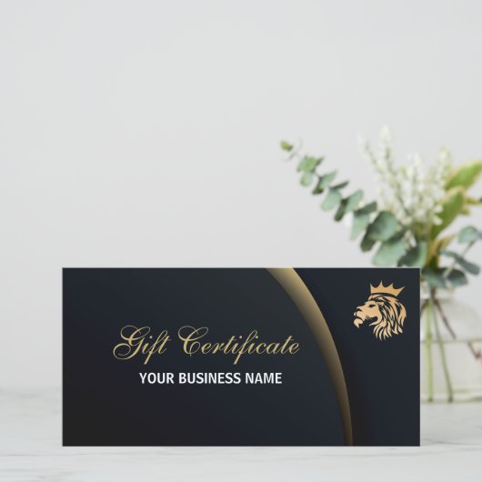 Professioneel Script Zakelijk Cadeaubon Lion Feestdagenkaart (Staand voorkant)