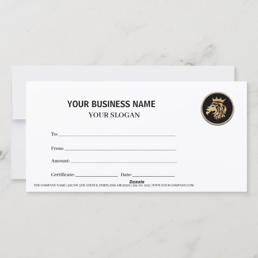 Professioneel Script Zakelijk Cadeaubon Lion Feestdagenkaart (Achterkant)