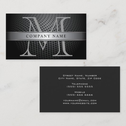 Professioneel Silver Monogram Visitekaartje (Voorkant / Achterkant)