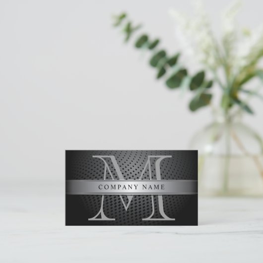 Professioneel Silver Monogram Visitekaartje (Staand voorkant)