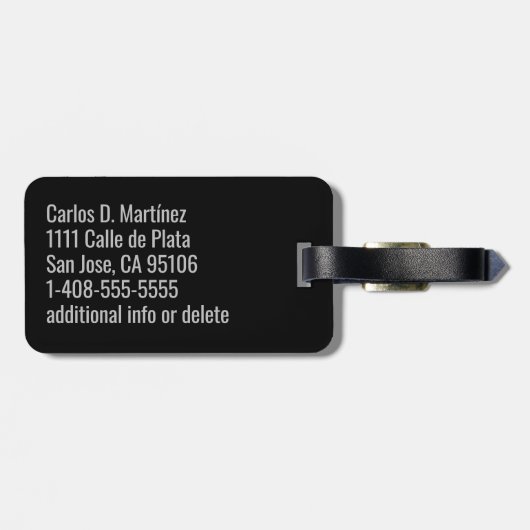 Professioneel Silver Monogrammed Luggage Label Bagagelabel (Achterkant horizontaal)