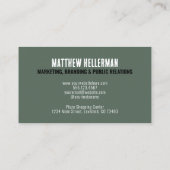 Professioneel Simple Green Monogram Visitekaartje (Achterkant)
