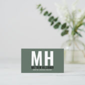 Professioneel Simple Green Monogram Visitekaartje (Staand voorkant)